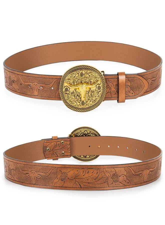 WAYLIT Western Belts for Women Men-Cowgirl-Cowboy-Country-Belt (Brown, Fit 37"-40"/128cm) - Image 5